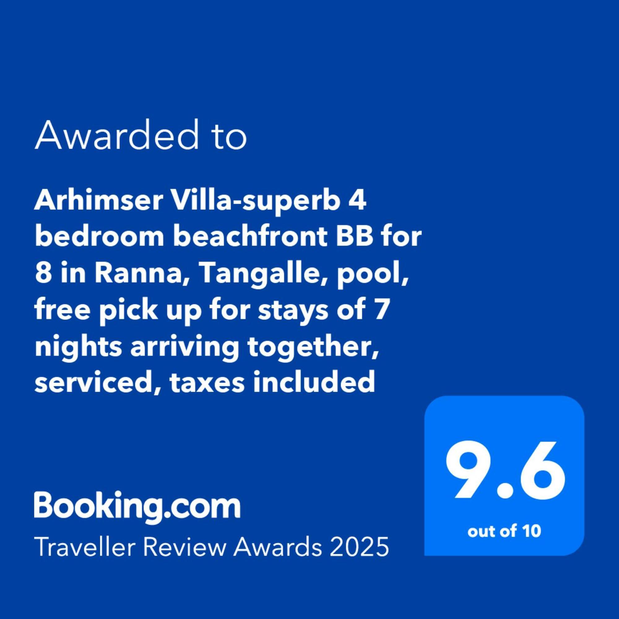 Arhimser Villa-Superb 4 Bedroom Beachfront For 8 In Ranna, Tangalle, Bb, Pool, Free Pick Up For 7 Night Stays Arriving Together, Serviced, Taxes Included ภายนอก รูปภาพ